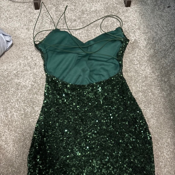 Macy's Sparkling Dark Green HOCO Dress - Picture 3 of 3